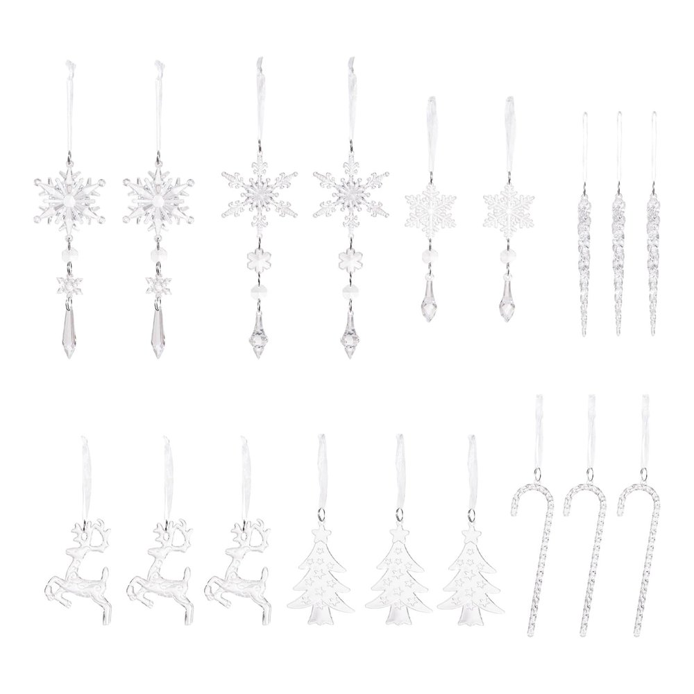18 Pcs Christmas Tree Decorations Hanging Acrylic Snowflake Ornaments for Home and Festival Snowflake Icicle Ornament for Party Decorations