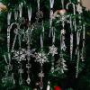 18 Pcs Christmas Tree Decorations Hanging Acrylic Snowflake Ornaments for Home and Festival Snowflake Icicle Ornament for Party Decorations view 2