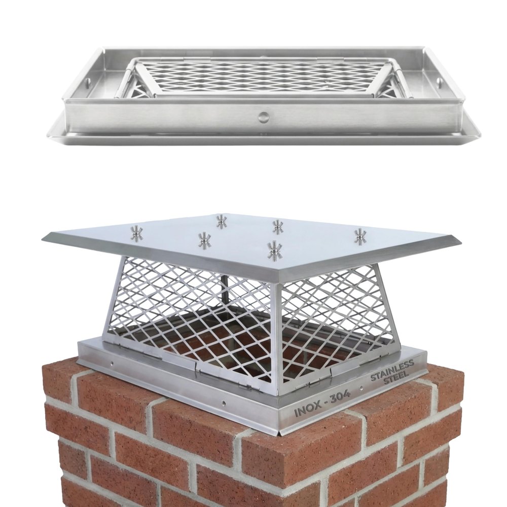 12"x16" Chimney Cap/Cover - Single Flue Bolt-On Chimney Cap, Rust-Free Stainless Steel, Easy and Fast Assembled Durable Chimney Cover for Outdoor Protection (Fits 12x16, 12x15, 11x16, 11x15 Flues)
