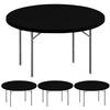 4 Pack Round Fitted Tablecloth for 60 Inches Tables Elastic Waterproof Stretch Washable Folding Picnic Patio Table Cover Indoor Outdoor Spandex Table Cloth for Wedding Dining Banquet Parties (Black) view 1