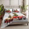 Sheet Set Twin Red Christmas Retro Truck Gift Boxes Luxury Soft Brushed Microfiber Fitted Sheet 3-Piece Set Deep Pocket, Wrinkle-Resistant, Hypoallergenic Bedding for Queen/King Beds view 3