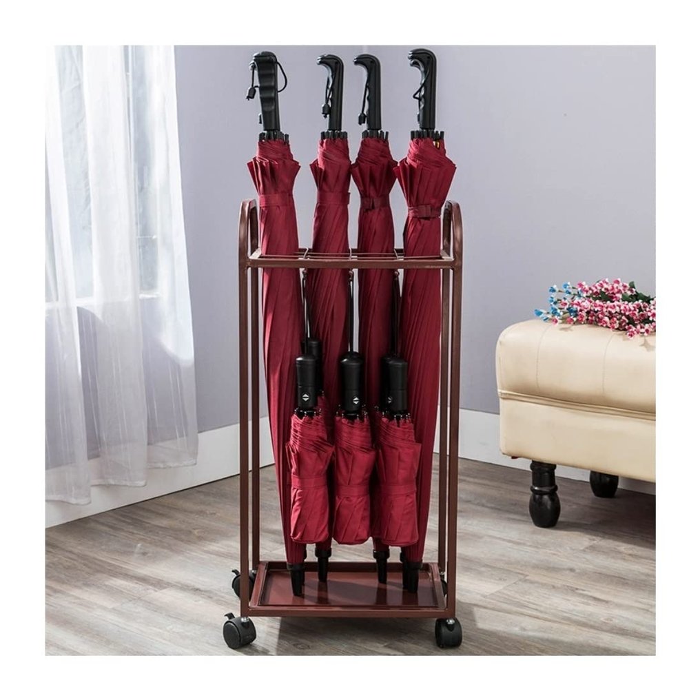 Umbrella Holder Metal Umbrella Stand with 12 Holes 6 Hooks Umbrella Storage Rack Folding Wrought Iron Umbrella Rack Umbrella Holder Umbrella Stand (Color : Bronze, Size