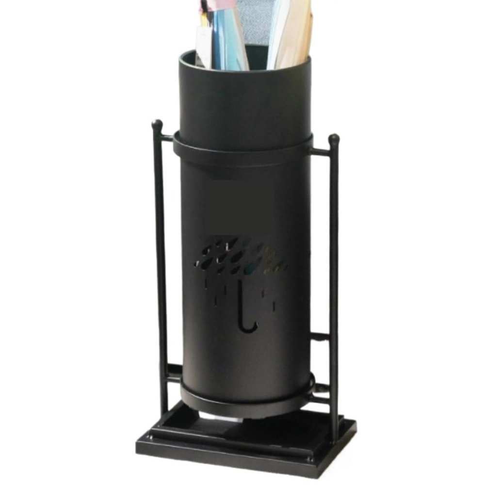 Umbrella Holder Round Umbrella Bucket Simple Umbrella Storage Bucket Hotel Shopping Mall Entrance Umbrella Stand Umbrella Stand(Black)
