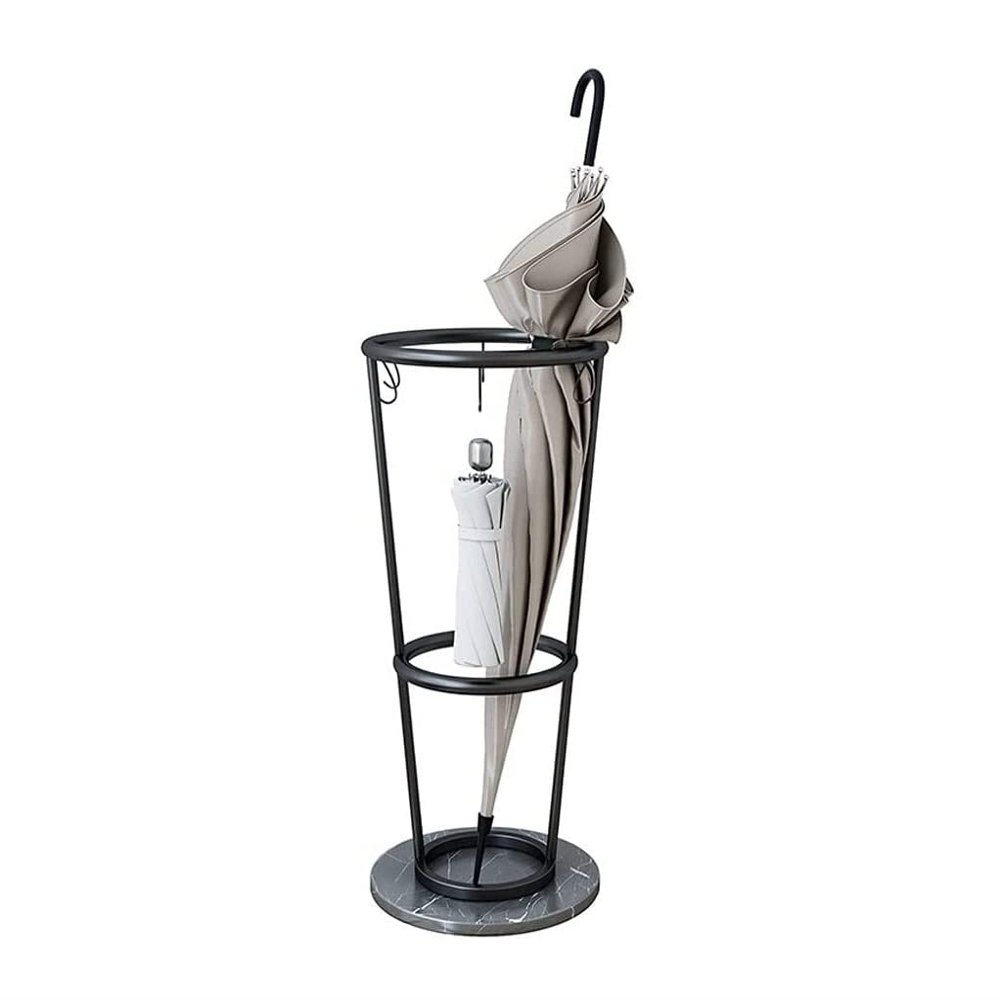 Umbrella Holder Wrought Iron Umbrella Stand Nordic Marble Base Storage Rack Umbrella Holder Hotel Villa Lobby Umbrella Storage Bucket Umbrella Stand(B-Black)