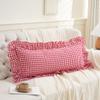 14x36 inches Red/White Plaid Ruffle Lumbar Gingham Pillow Sham 1 Piece, Pure Cotton Decor Pillowcase Farmhouse Pillow Cover for Bedding Couch view 3