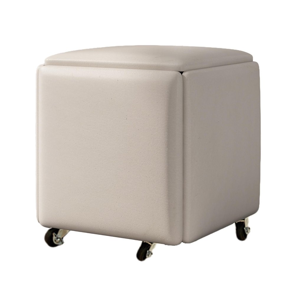 5 in 1 Nesting Ottoman Cube Chair,Stackable Sofa Chair Nesting Stools,Seating Small Spaces Bedroom Living (35x35x35cm)(Color 4,45x45cm)