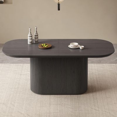 70" Oval Dining Table for 2-6 Person, Modern Black Kitchen Table, Luxury Rectangular Dinner Table, Dining Table for Kitchen, Living Room