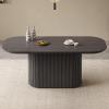 70" Oval Dining Table for 2-6 Person, Modern Black Kitchen Table, Luxury Rectangular Dinner Table, Dining Table for Kitchen, Living Room view 1