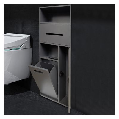 304 Stainless Steel Bathroom Niche, Hidden Trash Can Cabinet, Embedded Toilet Roll Holder, Toilet Brush Storage Rack for Bedroom Office Kitchen