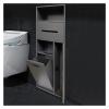 304 Stainless Steel Bathroom Niche, Hidden Trash Can Cabinet, Embedded Toilet Roll Holder, Toilet Brush Storage Rack for Bedroom Office Kitchen view 1