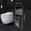 304 Stainless Steel Bathroom Niche, Hidden Trash Can Cabinet, Embedded Toilet Roll Holder, Toilet Brush Storage Rack for Bedroom Office Kitchen view 2