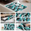 Absorbent Dish Drying Mat for Kitchen Counter,Distortion Blue Stripes Microfiber Quick Dry Pad Dishes Drainer Rack Mats for Under Sink Utensils 18x24in,2 Pack,Abstract Geometric Art view 4