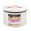 Kronabelle Round Felt Storage Box for Baseball Caps, Cap Organizer with Handle, Zipper Closure, Clear Window, Space-Saving Design for Women, Ideal for Portable Use, White view 1