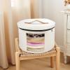 Kronabelle Round Felt Storage Box for Baseball Caps, Cap Organizer with Handle, Zipper Closure, Clear Window, Space-Saving Design for Women, Ideal for Portable Use, White view 3
