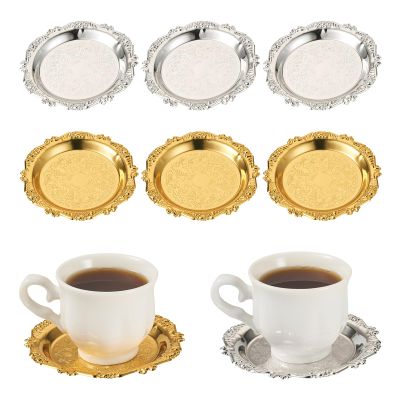 8 Pcs Gold Storage Tray for Home Decor Vintage Round Serving Tray Cosmetics Jewelry Organizer Perfume Trays with Holder for Gift Coffee Tea Table Dessert Christmas Thanksgiving Apartment Decorations