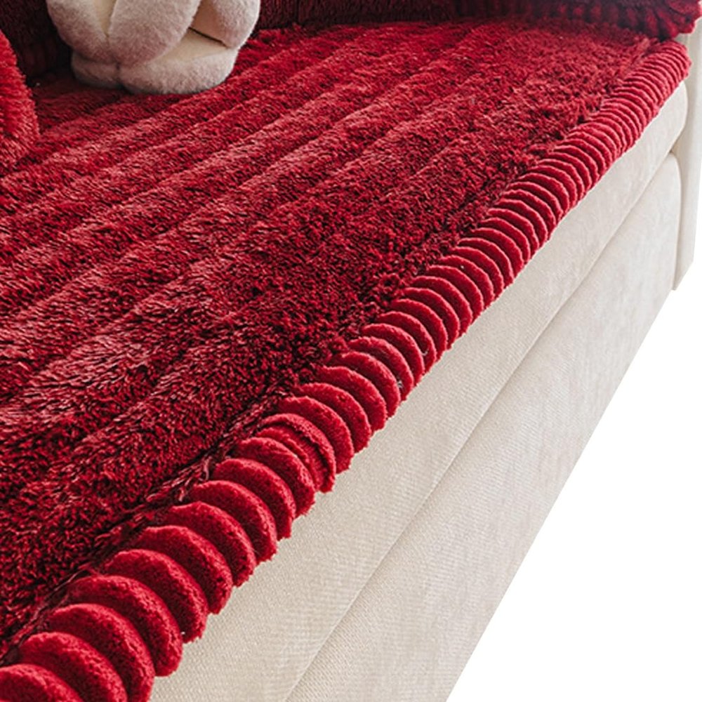 1 Piece Couch Cover for Dogs Washable, Non Slip Couch Covers for 3 Cushion Sofa Pet Friendly, Furniture Protector,Thick Pads(Red,70x70cm)