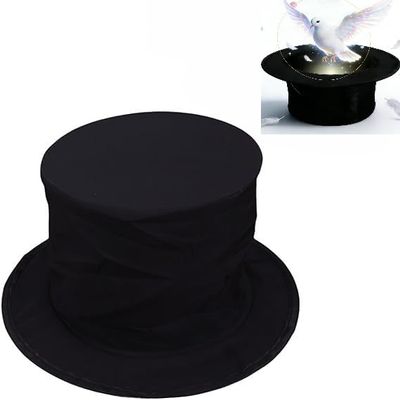 FerneeButy Magician Top Hat Spring Hat Props for Stage Magic Shows, Collapsible Design with Hidden Compartment, Universal Fit 7.09inch Head Opening