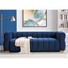 Asmeten 89" Wide Art Deco Velvet Sofa - 3-Seater, Tufted Low Back, Easy-Assemble Couch for Living Room (Blue + Velvet + 3 Seat + Square Arms) view 1