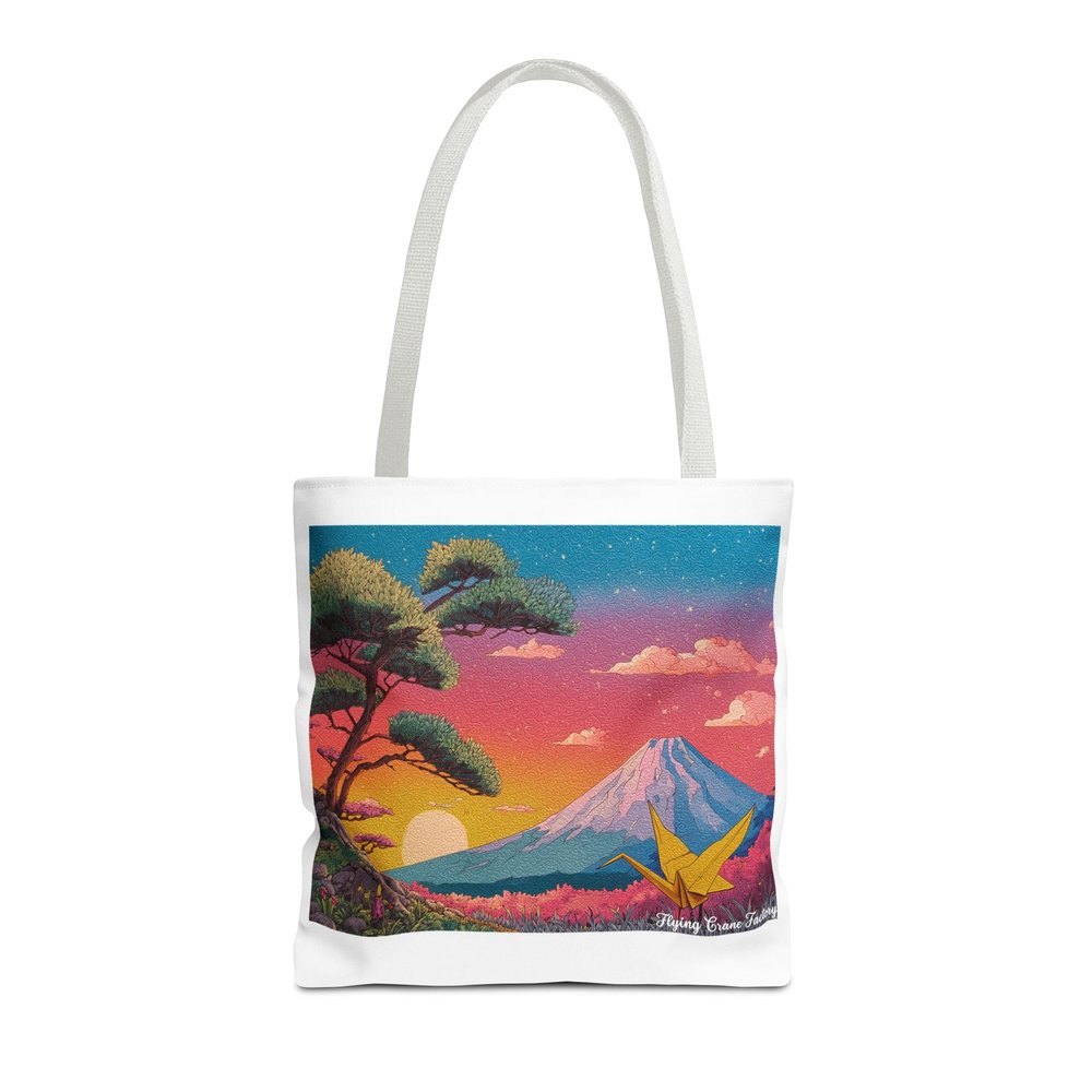 Origami Crane Tote Bag, Japanese Design, Kawaii Culture, Fuji Mountain, Popular Bag - Gift for Japan Lover