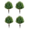25Inch Artificial Cedar Topiary Ball Trees Set of 4 - UV Resistant Faux Shrub Bushes with Ground Spike, Indoor/Outdoor Artificial Plants for Front Porch, Garden, Patio & Planters view 1