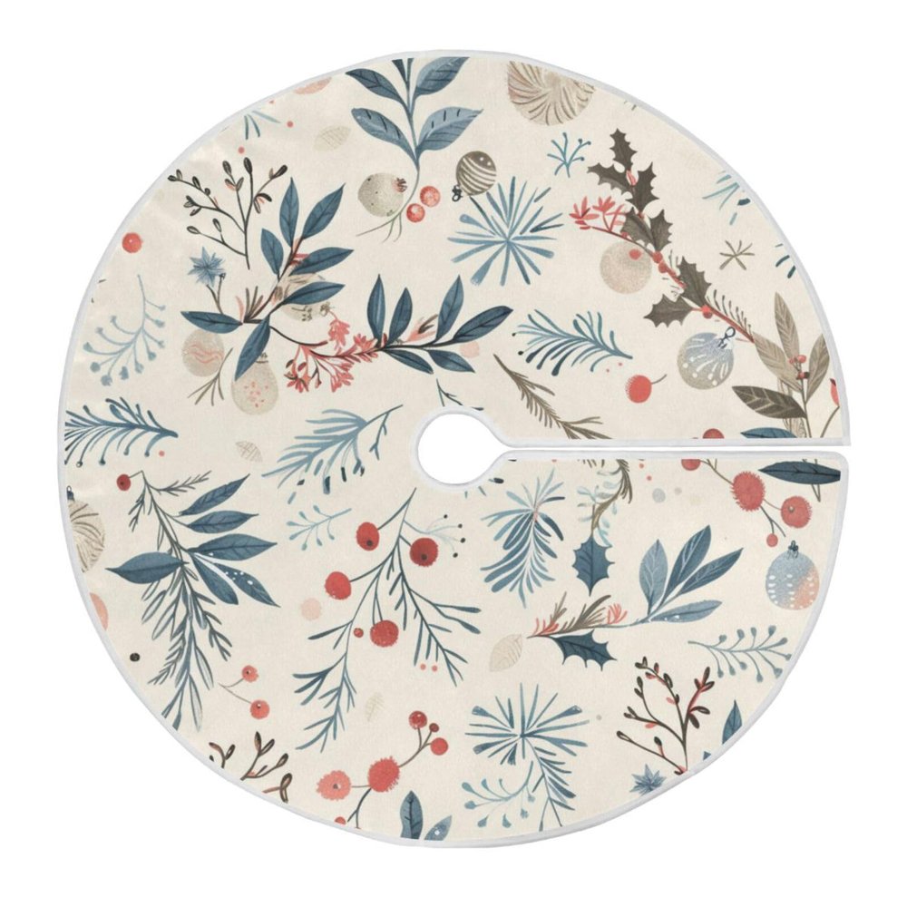 Merry Christmas Elements Decorative Tree Skirt Christmas Decorations Round Small Christmas Tree Skirt Cover for Slim Trees Slim Trees Slim Trees 4ft Christmas Christma