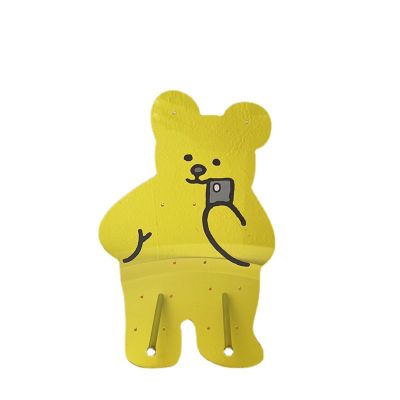 Bear-Shaped Acrylic Earring Holder, Cute Jewelry Display Stand & Storage Rack for Studs, 9x5.5 Inches in Blue, Yellow, Clear (Yellow)