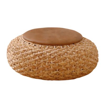 Rattan Pouf, Handmade Japanese Floor Pillow,Breathable Comfortable Straw Mat for Yoga Meditation Living Room Window Balcony Chair Pad(Size:40x40x17cm)