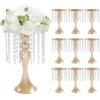 10 Pcs Crystal Flower Stand Wedding Centerpieces for Tables, 13.8in/35cm Height Flower Arrangement Holders Metal Flower Vase for Wedding Party Event Reception Dining Room Living Room Decor (Gold) view 1