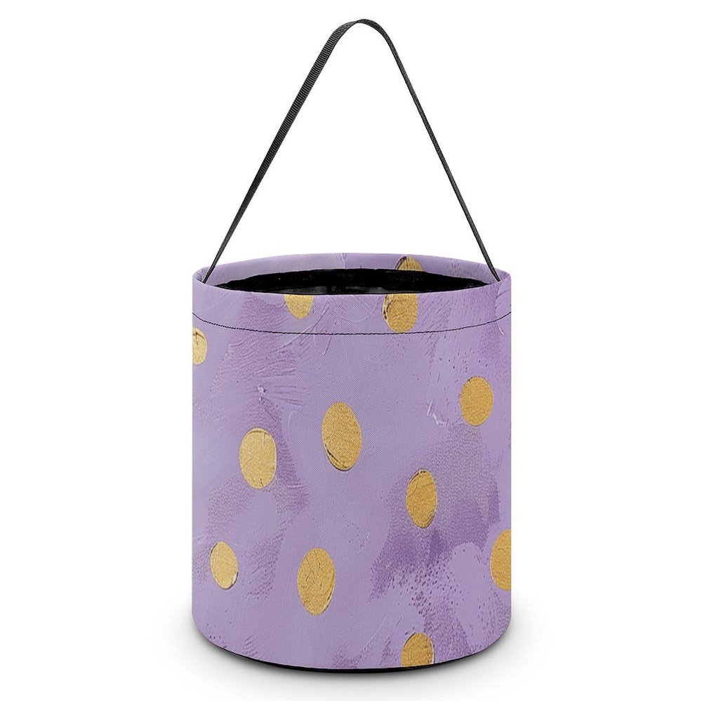 MUSM Gold Dot Pattern Trick Or Treat Bag Halloween Candy Bag with Handle, Reusable Durable Goodie Bags for Party