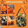 MUSM Green And Black Pattern Trick Or Treat Bag Halloween Candy Bag with Handle, Reusable Durable Goodie Bags for Party view 3