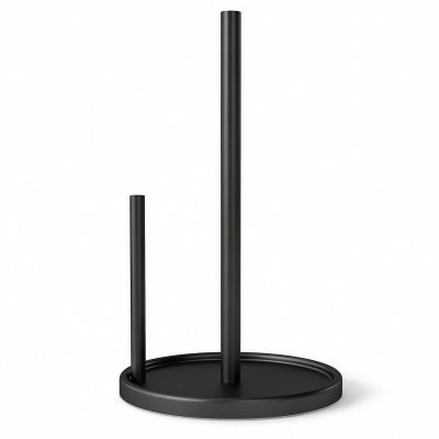 Jesginboo Paper Towel Holder Countertop, Black Kitchen Paper Towels Holder, Paper Roll Holder with Weighted Base