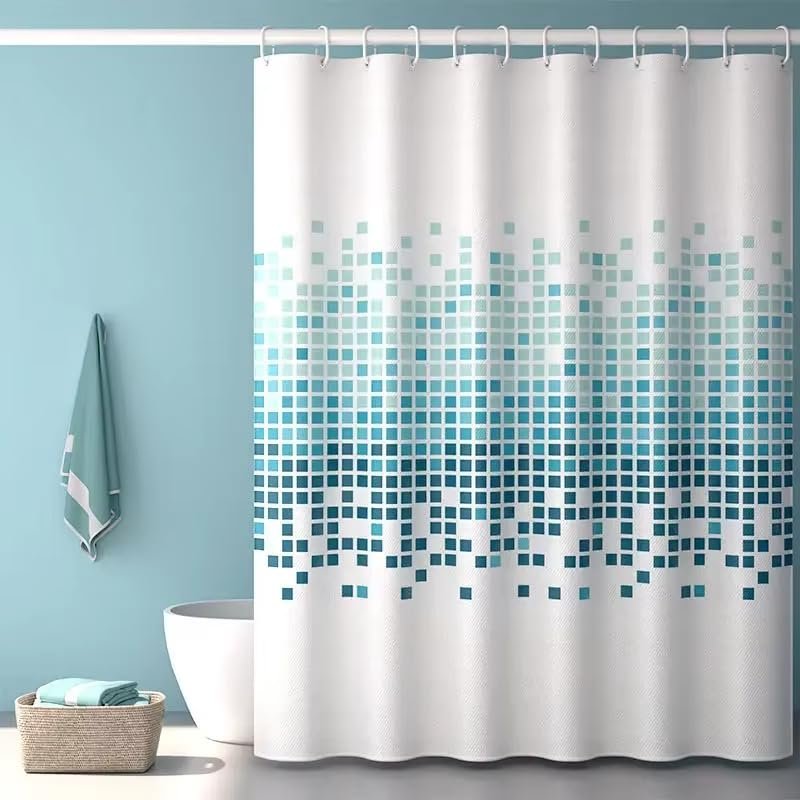 AZEJEB Blue White Gradient Plaid Shower Curtains Modern Style Bathroom Curtain Waterproof Polyester Fabric Bath Curtain Decor(220x180cm/87x71in(WxH))