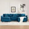117.3" Blue Modular Sectional Sofa, 3 Seater Large Sectional Couches for Living Room, Chenille Fabric Oversized Cloud Couch with Ottoman, Modern Sofas Set, Sofas para Sala, U Shaped view 3