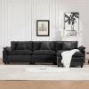 117.3" Black Modular Sectional Sofa, 3 Seater Large Sectional Couches for Living Room, Chenille Fabric Oversized Cloud Couch with Ottoman, Modern Sofas Set, Sofas para Sala, L Shaped view 3