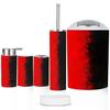 Bathroom Accessory Set 6 Piece Grunge red Brushstrokes Black Toothbrush Cup Toothbrush Holder Soap Dispenser Soap Dish Trash Can with Lid Toilet Brush Holder Counter Decor view 1