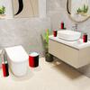 Bathroom Accessory Set 6 Piece Grunge red Brushstrokes Black Toothbrush Cup Toothbrush Holder Soap Dispenser Soap Dish Trash Can with Lid Toilet Brush Holder Counter Decor view 3