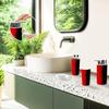 Bathroom Accessory Set 6 Piece Grunge red Brushstrokes Black Toothbrush Cup Toothbrush Holder Soap Dispenser Soap Dish Trash Can with Lid Toilet Brush Holder Counter Decor view 4