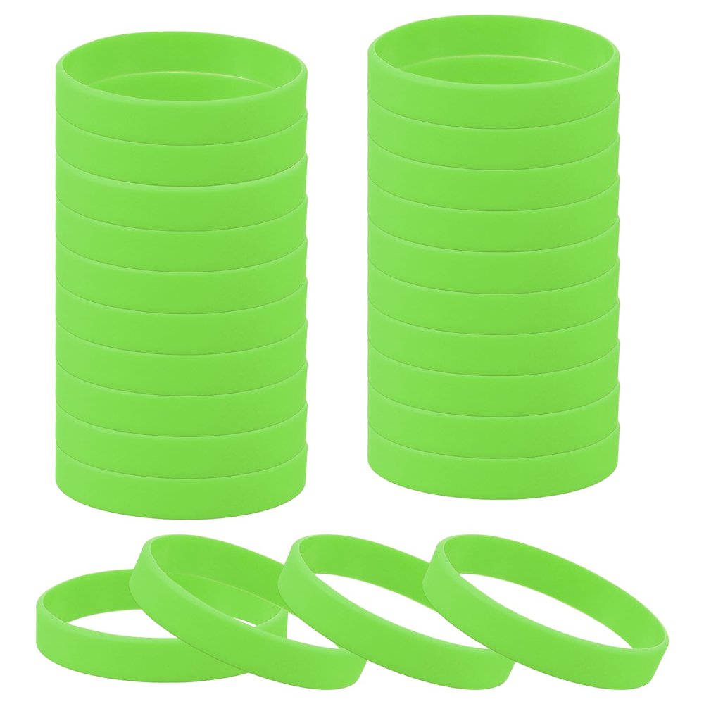 uxcell 24 Pcs Rubber Bracelets Unisex Silicone Bracelet, Grass Green
