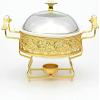 DSWMY Catering Supplies,Golden Pattern Chafing Dish Buffet Set, Round Stainless Steel with Lid for Weddings Parties Banquets Events, and Warmer(28 cm) view 1