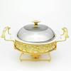 DSWMY Catering Supplies,Golden Pattern Chafing Dish Buffet Set, Round Stainless Steel with Lid for Weddings Parties Banquets Events, and Warmer(28 cm) view 2