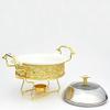 DSWMY Catering Supplies,Golden Pattern Chafing Dish Buffet Set, Round Stainless Steel with Lid for Weddings Parties Banquets Events, and Warmer(28 cm) view 4