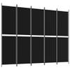 5-Panel Room Divider Black 98.4"x78.7" Fabric Bedroom Furniture Room Dividers view 2