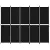 5-Panel Room Divider Black 98.4"x78.7" Fabric Bedroom Furniture Room Dividers view 3