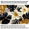 10x17 Tropical Floral Leave Area Rug, Luxury Botanical Palm Leaf Rug, Hibiscus & Monstera Rugs, Leaf Area Rugs, Washable Gold and Black Tropical Plant Carpet for Living Room view 2