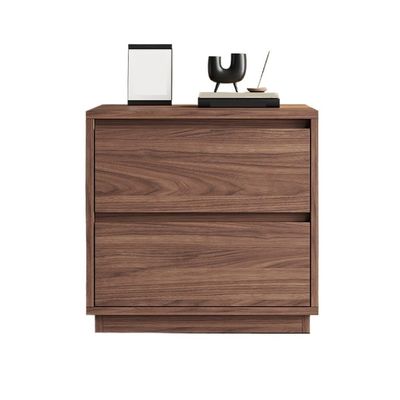 FURUIM2024M Bed Side Tables Simple Wooden Bedside Table Home Bedroom Storage Cabinet Double Drawers Brown Color(Medium)