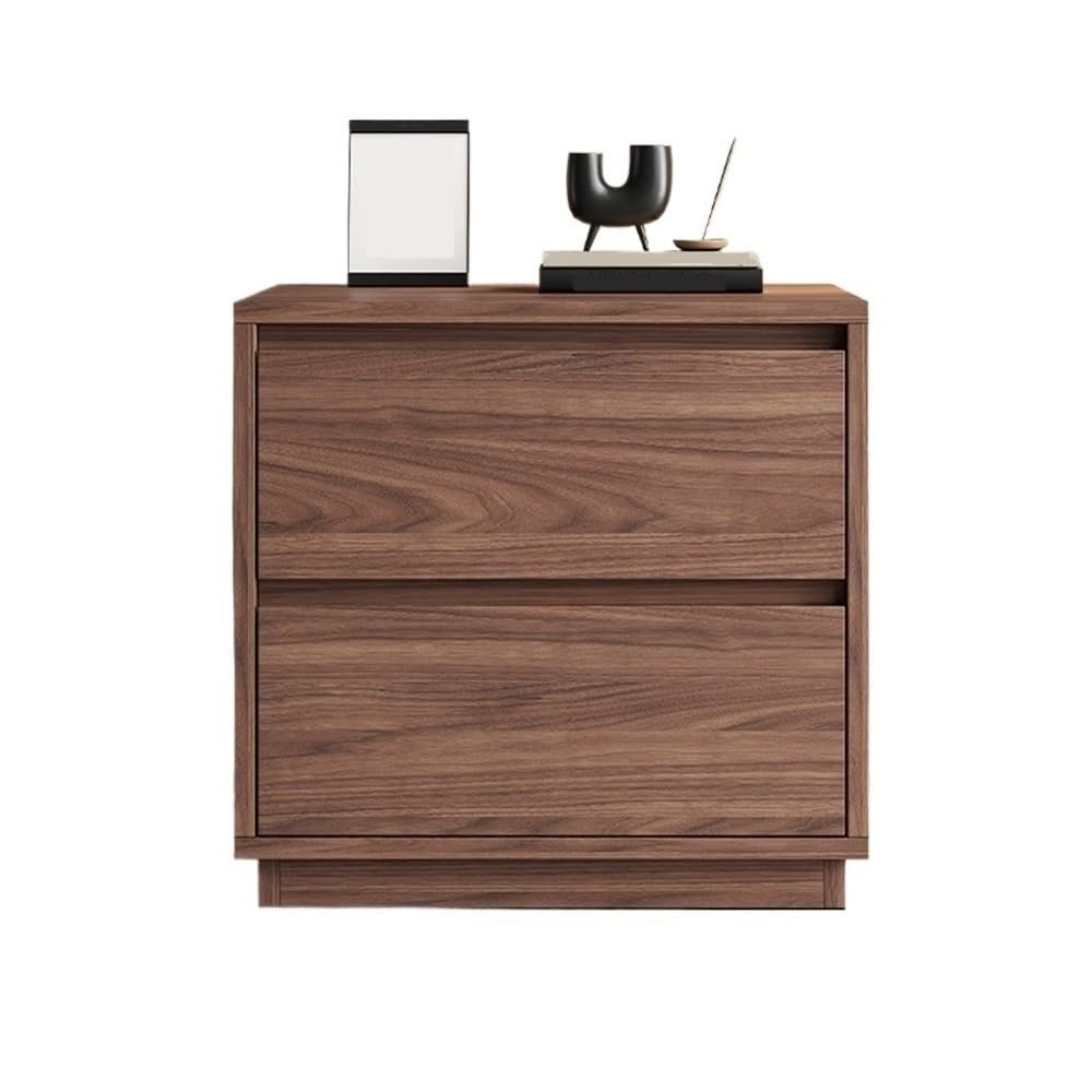 FURUIM2024M Bed Side Tables Simple Wooden Bedside Table Home Bedroom Storage Cabinet Double Drawers Brown Color(Medium)