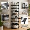 2 Row/2-8 Tier Shoe Rack, Black Metal Stackable Shoe Shelf with 6 Hooks, Space Saving Storage Organizer for Entryway Hallway, Large Capacity Shoes Stand Holder(145 cm/57.1 in(1 Row/8 Tier)) view 4