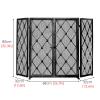 Fireplace Screen with Doors Black, 683282 Cm, Foldable Child Proof Mesh for Hearth/Open Fires, Trifold Antique Privacy Screens view 2