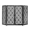 Fireplace Screen with Doors Black, 683282 Cm, Foldable Child Proof Mesh for Hearth/Open Fires, Trifold Antique Privacy Screens view 3