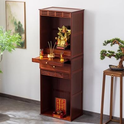 Large Storage Open Altar Cabinet, Meditation Table Shrine for Spiritual Use, Adjustable Shelves, Home Decor, Yoga Space, Organize Sacred Items, Enhance Meditation Experience